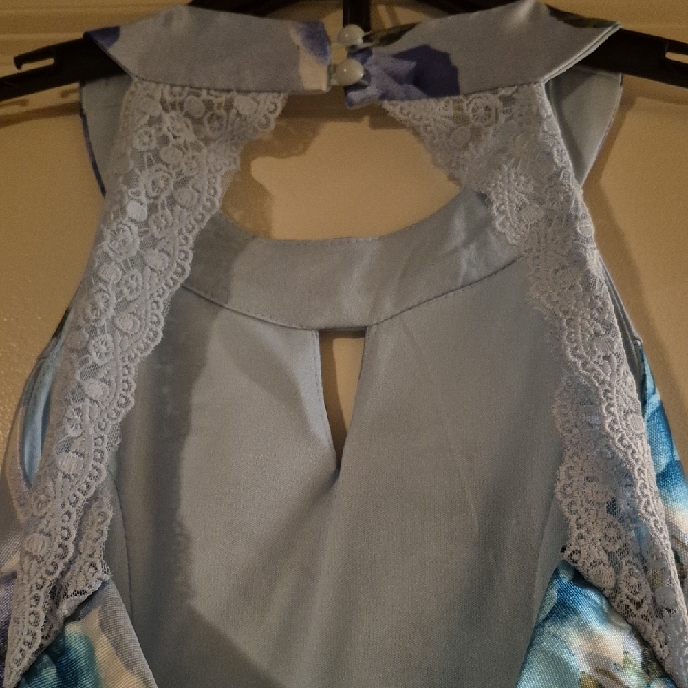 Floral Blue Kids Dress - Picture 3 of 6